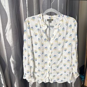 Splendid White and Blue Floral Blouse